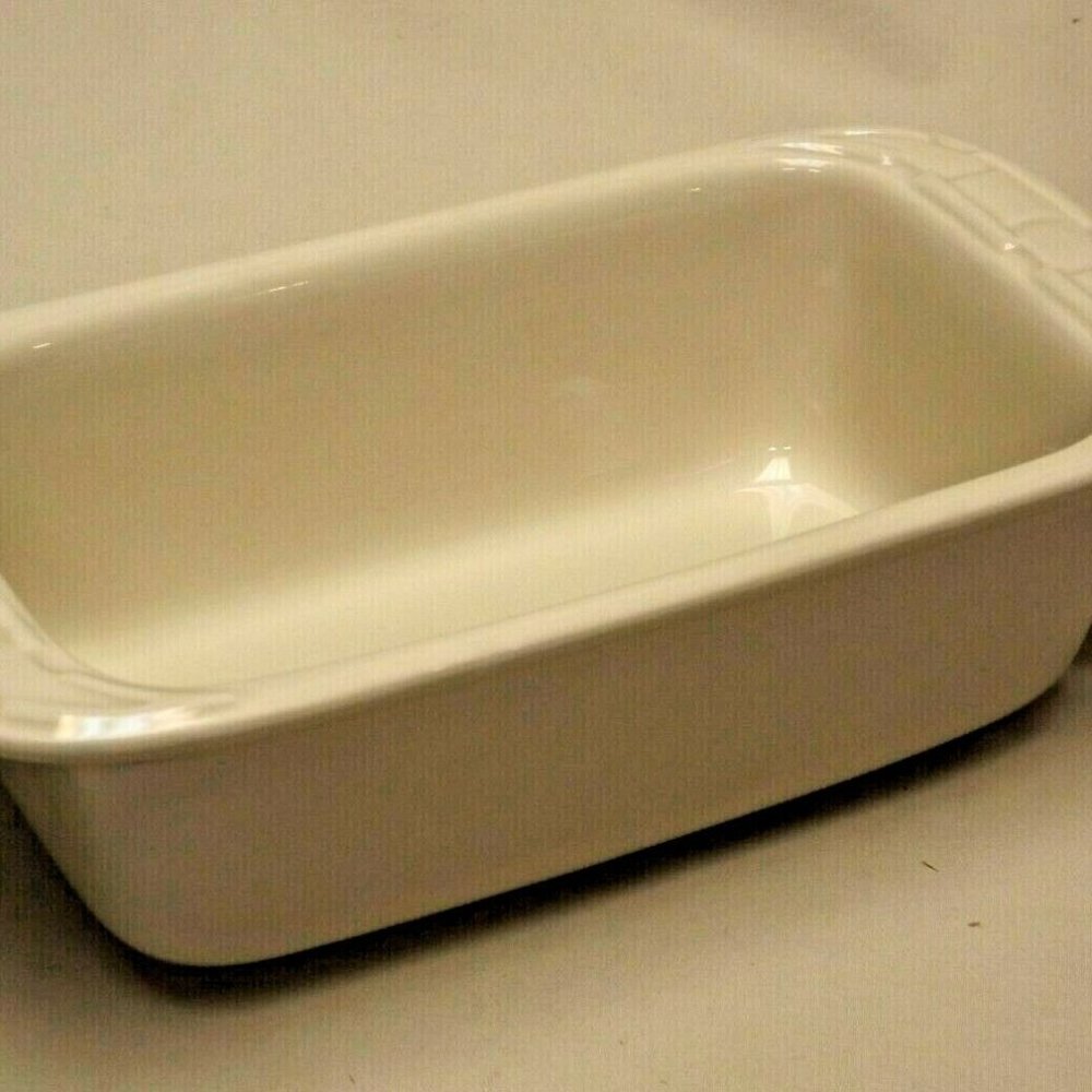 Longaberger Pottery Woven Traditions Heirloom Ivory Small Loaf Dish